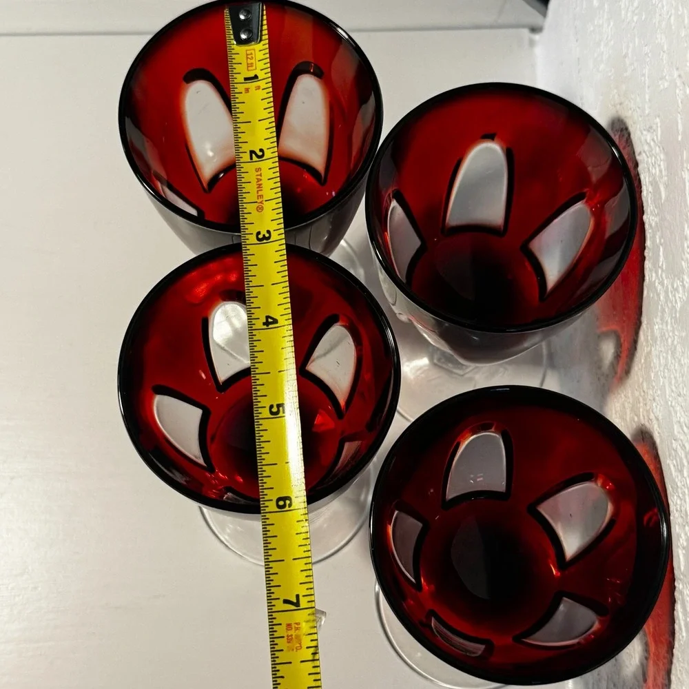 Vintage Cristal D'Arques Durand Gothic Arch Ruby Red Wine‎ Glass 5 7/8